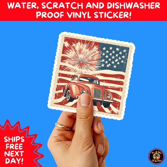 4TH OF JULY | Sticker Pack Independence Day Vinyl Decals, USA Flag, Fireworks, Red White Blue Summer Holiday Patriotic Sticker Set