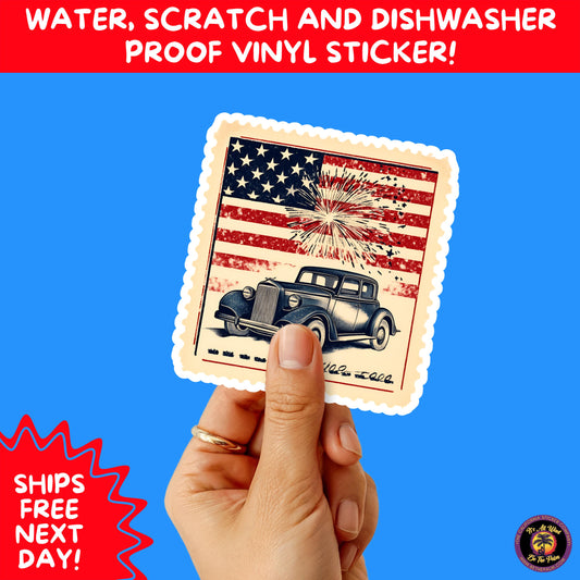 4TH OF JULY | Sticker Pack Independence Day Vinyl Decals, USA Flag, Fireworks, Red White Blue Summer Holiday Patriotic Sticker Set