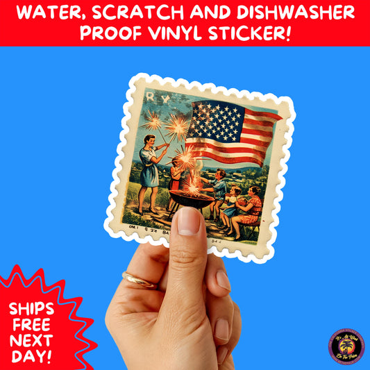4TH OF JULY | Sticker Pack Independence Day Vinyl Decals, USA Flag, Fireworks, Red White Blue Summer Holiday Patriotic Sticker Set