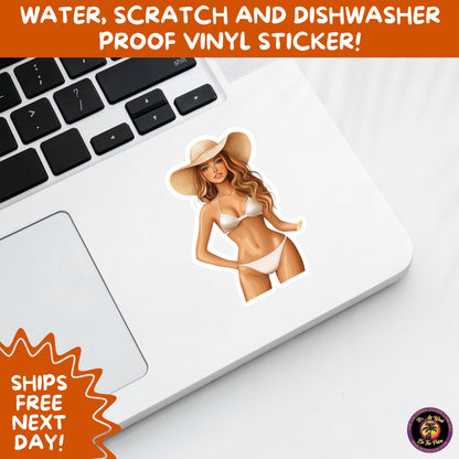 FUN BEACH STICKERS with Bikini Designs, Perfect for Travel Journals, Water Bottles, Tumblers, Laptops, Scrapbooks, and Summer Decor