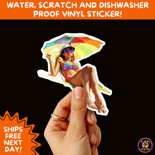 FUN BEACH STICKERS with Bikini Designs, Perfect for Travel Journals, Water Bottles, Tumblers, Laptops, Scrapbooks, and Summer Decor