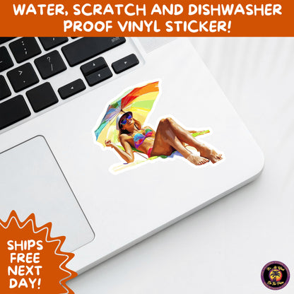 FUN BEACH STICKERS with Bikini Designs, Perfect for Travel Journals, Water Bottles, Tumblers, Laptops, Scrapbooks, and Summer Decor