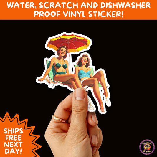 FUN BEACH STICKERS with Bikini Designs, Perfect for Travel Journals, Water Bottles, Tumblers, Laptops, Scrapbooks, and Summer Decor