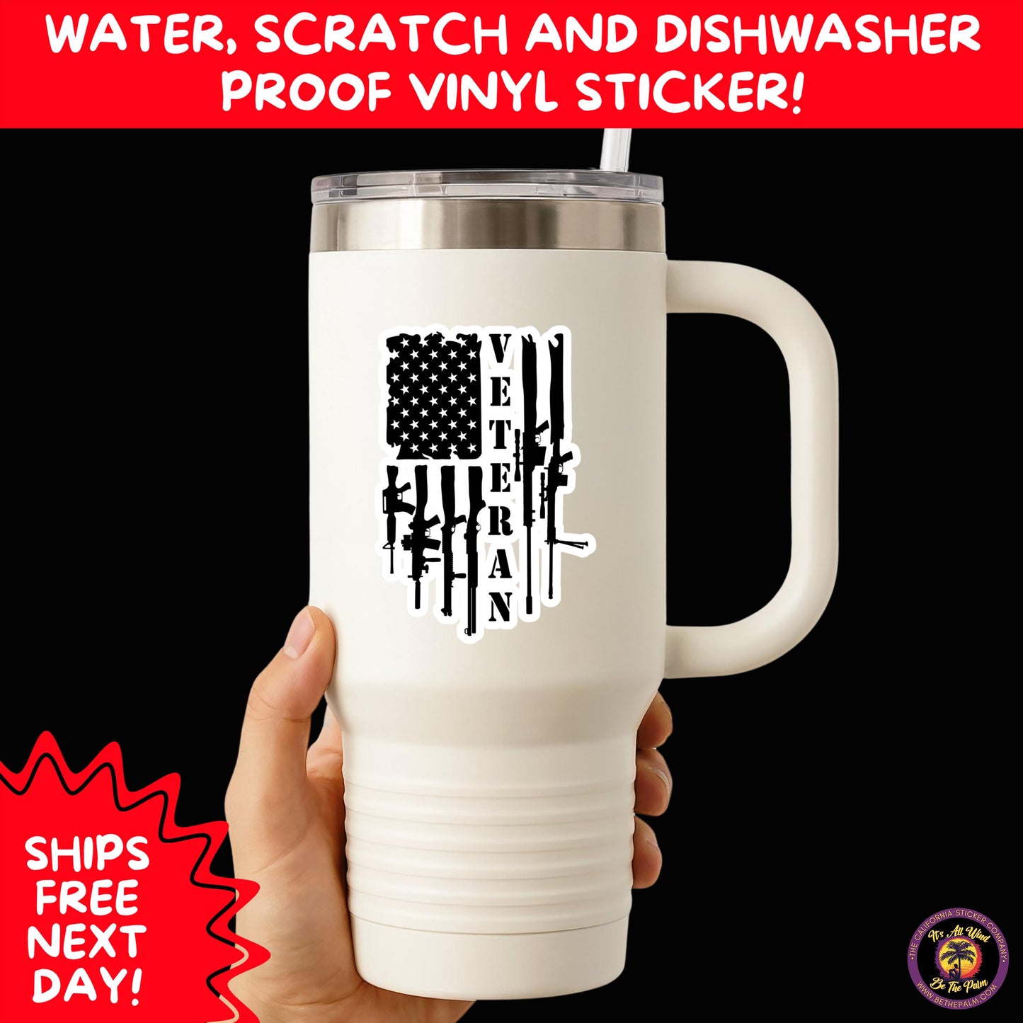VETERAN STICKERS | Veteran Made Patriotic Vinyl Decals for Military Support, Army Navy Marine Veteran Gifts, American Flag Bumper Sticker