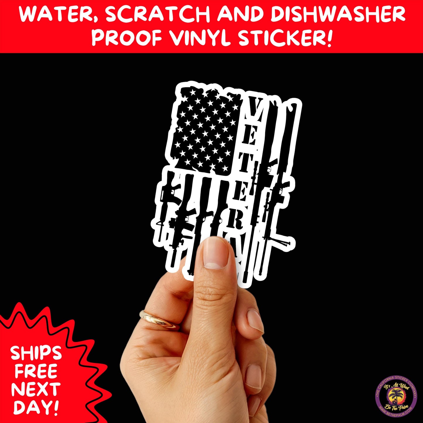 VETERAN STICKERS | Veteran Made Patriotic Vinyl Decals for Military Support, Army Navy Marine Veteran Gifts, American Flag Bumper Sticker