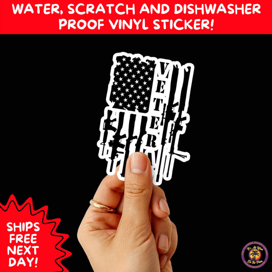 VETERAN STICKERS | Veteran Made Patriotic Vinyl Decals for Military Support, Army Navy Marine Veteran Gifts, American Flag Bumper Sticker