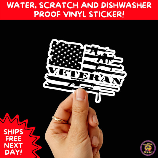 VETERAN STICKERS | Veteran Made Patriotic Vinyl Decals for Military Support, Army Navy Marine Veteran Gifts, American Flag Bumper Sticker