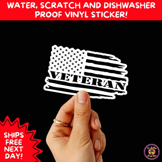 VETERAN STICKERS | Veteran Made Patriotic Vinyl Decals for Military Support, Army Navy Marine Veteran Gifts, American Flag Bumper Sticker