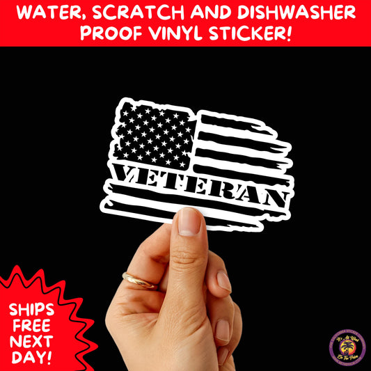 VETERAN STICKERS | Veteran Made Patriotic Vinyl Decals for Military Support, Army Navy Marine Veteran Gifts, American Flag Bumper Sticker