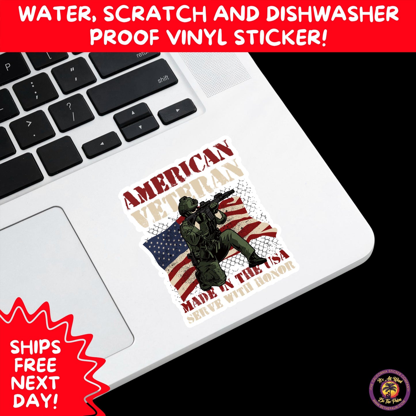 VETERAN STICKERS | Veteran Made Patriotic Vinyl Decals for Military Support, Army Navy Marine Veteran Gifts, American Flag Bumper Sticker