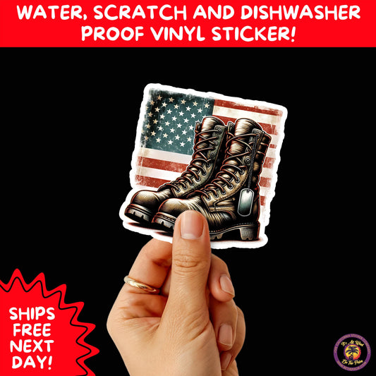 VETERAN STICKERS | Veteran Made Patriotic Vinyl Decals for Military Support, Army Navy Marine Veteran Gifts, American Flag Bumper Sticker