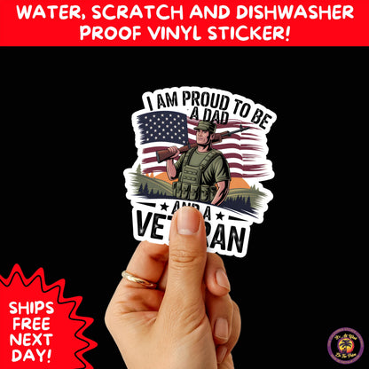 VETERAN STICKERS | Veteran Made Patriotic Vinyl Decals for Military Support, Army Navy Marine Veteran Gifts, American Flag Bumper Sticker