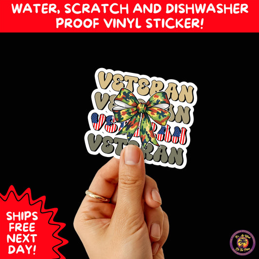 VETERAN STICKERS | Veteran Made Patriotic Vinyl Decals for Military Support, Army Navy Marine Veteran Gifts, American Flag Bumper Sticker