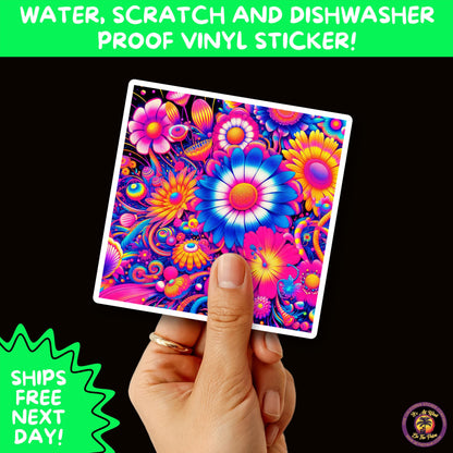 PSYCHEDELIC ART STICKERS | Trippy Groovy Vinyl Decals for Journals, Water Bottles, Laptops, Hippie Aesthetic Stickers for Vibe Lovers