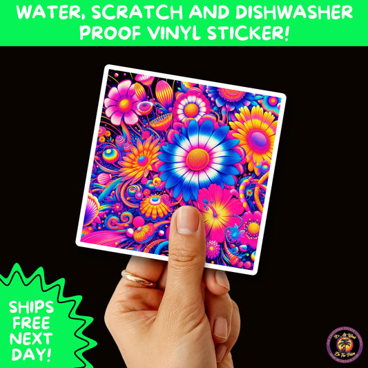PSYCHEDELIC ART STICKERS | Trippy Groovy Vinyl Decals for Journals, Water Bottles, Laptops, Hippie Aesthetic Stickers for Vibe Lovers