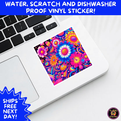 PSYCHEDELIC ART STICKERS | Trippy Groovy Vinyl Decals for Journals, Water Bottles, Laptops, Hippie Aesthetic Stickers for Vibe Lovers