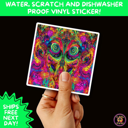 PSYCHEDELIC ART STICKERS | Trippy Groovy Vinyl Decals for Journals, Water Bottles, Laptops, Hippie Aesthetic Stickers for Vibe Lovers