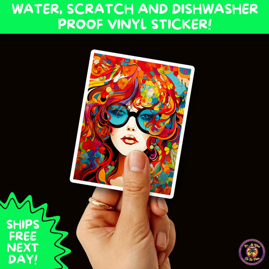 PSYCHEDELIC ART STICKERS | Trippy Groovy Vinyl Decals for Journals, Water Bottles, Laptops, Hippie Aesthetic Stickers for Vibe Lovers