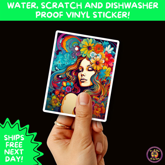PSYCHEDELIC ART STICKERS | Trippy Groovy Vinyl Decals for Journals, Water Bottles, Laptops, Hippie Aesthetic Stickers for Vibe Lovers