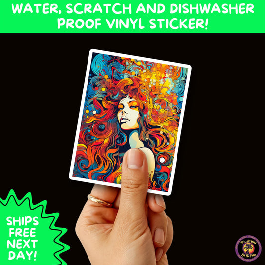 PSYCHEDELIC ART STICKERS | Trippy Groovy Vinyl Decals for Journals, Water Bottles, Laptops, Hippie Aesthetic Stickers for Vibe Lovers