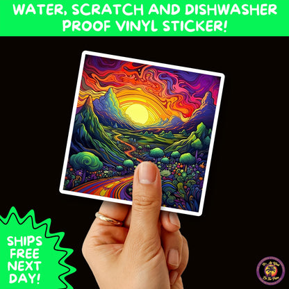 PSYCHEDELIC ART STICKERS | Trippy Groovy Vinyl Decals for Journals, Water Bottles, Laptops, Hippie Aesthetic Stickers for Vibe Lovers