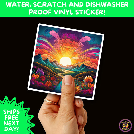PSYCHEDELIC ART STICKERS | Trippy Groovy Vinyl Decals for Journals, Water Bottles, Laptops, Hippie Aesthetic Stickers for Vibe Lovers