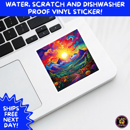 PSYCHEDELIC ART STICKERS | Trippy Groovy Vinyl Decals for Journals, Water Bottles, Laptops, Hippie Aesthetic Stickers for Vibe Lovers