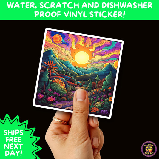 PSYCHEDELIC ART STICKERS | Trippy Groovy Vinyl Decals for Journals, Water Bottles, Laptops, Hippie Aesthetic Stickers for Vibe Lovers