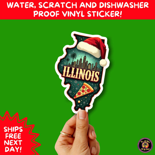 CHRISTMAS STICKER PACK | Festive Holiday Decor Vinyl Stickers Perfect for Journals Gifts Planners Stocking Stuffers Winter for Illinois