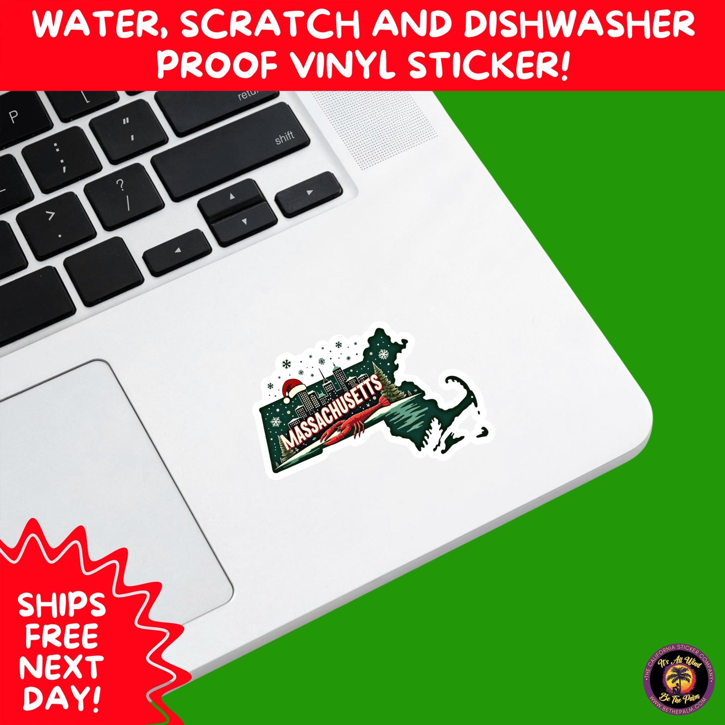 CHRISTMAS STICKER PACK | Festive Holiday Decor Vinyl Stickers Perfect for Journals Gifts Planners Stocking Stuffers Winter for Massachusetts