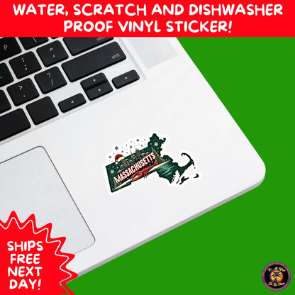 CHRISTMAS STICKER PACK | Festive Holiday Decor Vinyl Stickers Perfect for Journals Gifts Planners Stocking Stuffers Winter for Massachusetts
