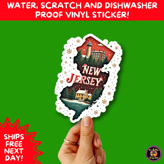 CHRISTMAS STICKER PACK | Festive Holiday Decor Vinyl Stickers Perfect for Journals Gifts Planners Stocking Stuffers Winter for New Jersey