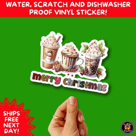CHRISTMAS STICKER PACK | Festive Holiday Decor Vinyl Stickers Perfect for Journals Gifts Planners Stocking Stuffers Winter for coffee lovers