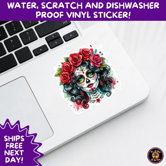 SUGAR SKULL STICKERS Day of the Dead Aesthetic Sticker Pack for Journals Laptops Water Bottles Halloween Decor and Spooky Season Gifts