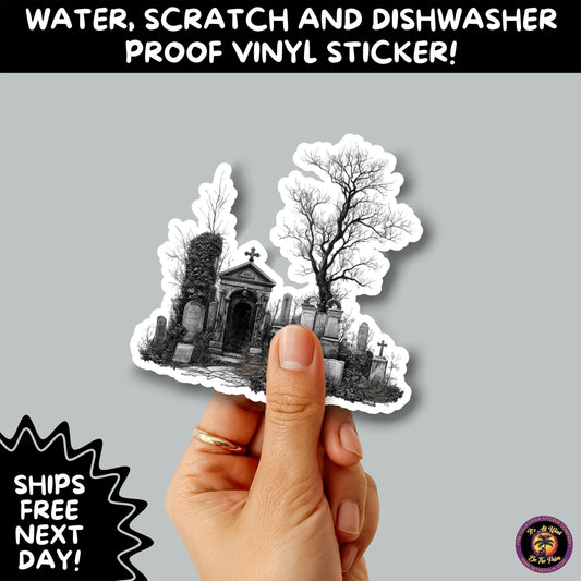 DARK GOTHIC STICKERS – Witchcore, Spooky, Occult, Alternative Vinyl Decals for Journals, Water Bottles, cemetery, headstone, and MacBooks