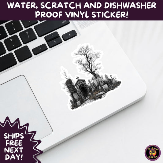 DARK GOTHIC STICKERS – Witchcore, Spooky, Occult, Alternative Vinyl Decals for Journals, Water Bottles, cemetery, headstone, and MacBooks