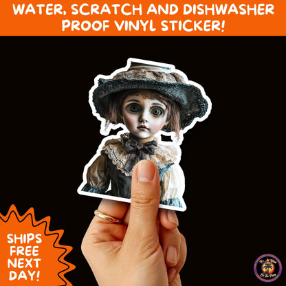 HORROR DOLL STICKERS Spooky Cute Creepy Girl Stickers – Perfect for Halloween, Scrapbooking, and Horror Aesthetic Fans