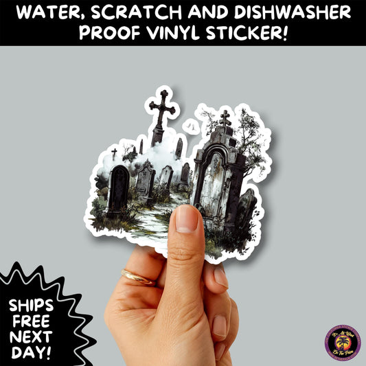 DARK GOTHIC STICKERS – Witchcore, Spooky, Occult, Alternative Vinyl Decals for Journals, Water Bottles, cemetery, headstone, and MacBooks