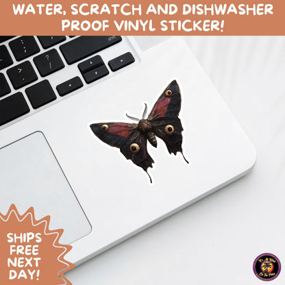 GOTH MOTH STICKERS | Gothic Insect Vinyl Stickers, Dark Aesthetic Stickers for Laptops Journals, Spooky Bug Stickers, Moth Witchy Decor