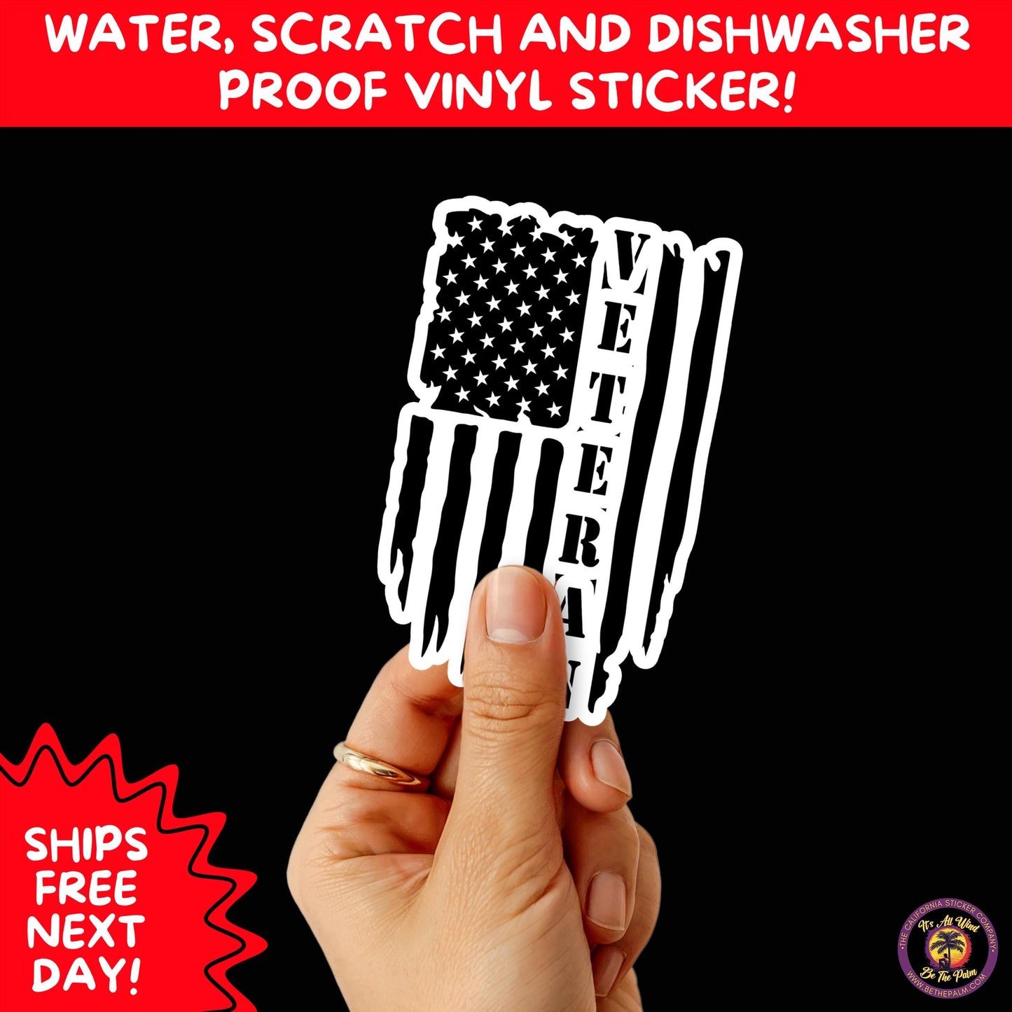 VETERAN STICKERS | Veteran Made Patriotic Vinyl Decals for Military Support, Army Navy Marine Veteran Gifts, American Flag Bumper Sticker