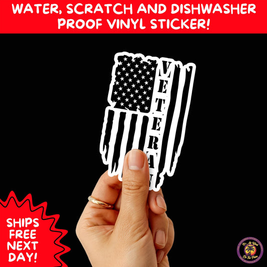VETERAN STICKERS | Veteran Made Patriotic Vinyl Decals for Military Support, Army Navy Marine Veteran Gifts, American Flag Bumper Sticker
