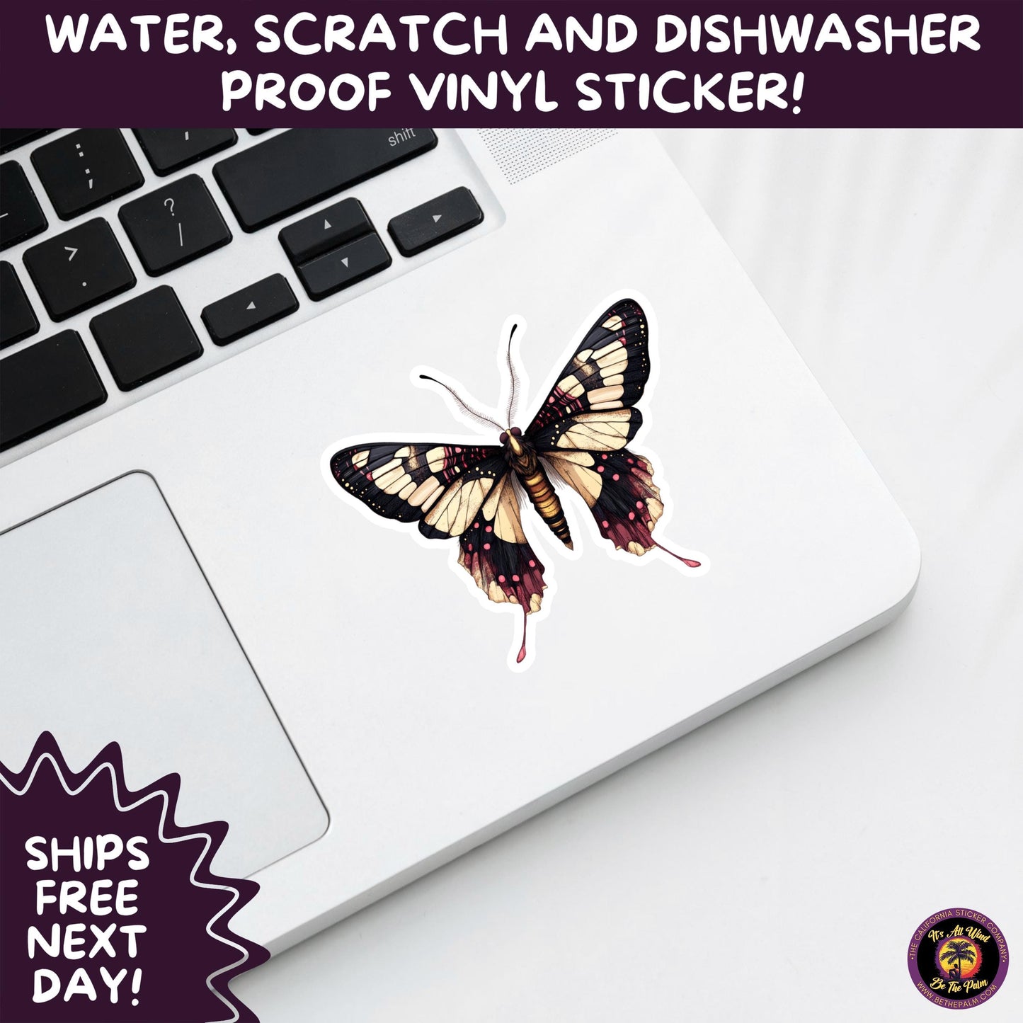 GOTH MOTH STICKERS | Gothic Insect Vinyl Stickers, Dark Aesthetic Stickers for Laptops Journals, Spooky Bug Stickers, Moth Witchy Decor