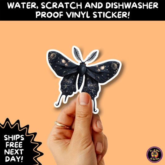 GOTH MOTH STICKERS | Gothic Insect Vinyl Stickers, Dark Aesthetic Stickers for Laptops Journals, Spooky Bug Stickers, Moth Witchy Decor