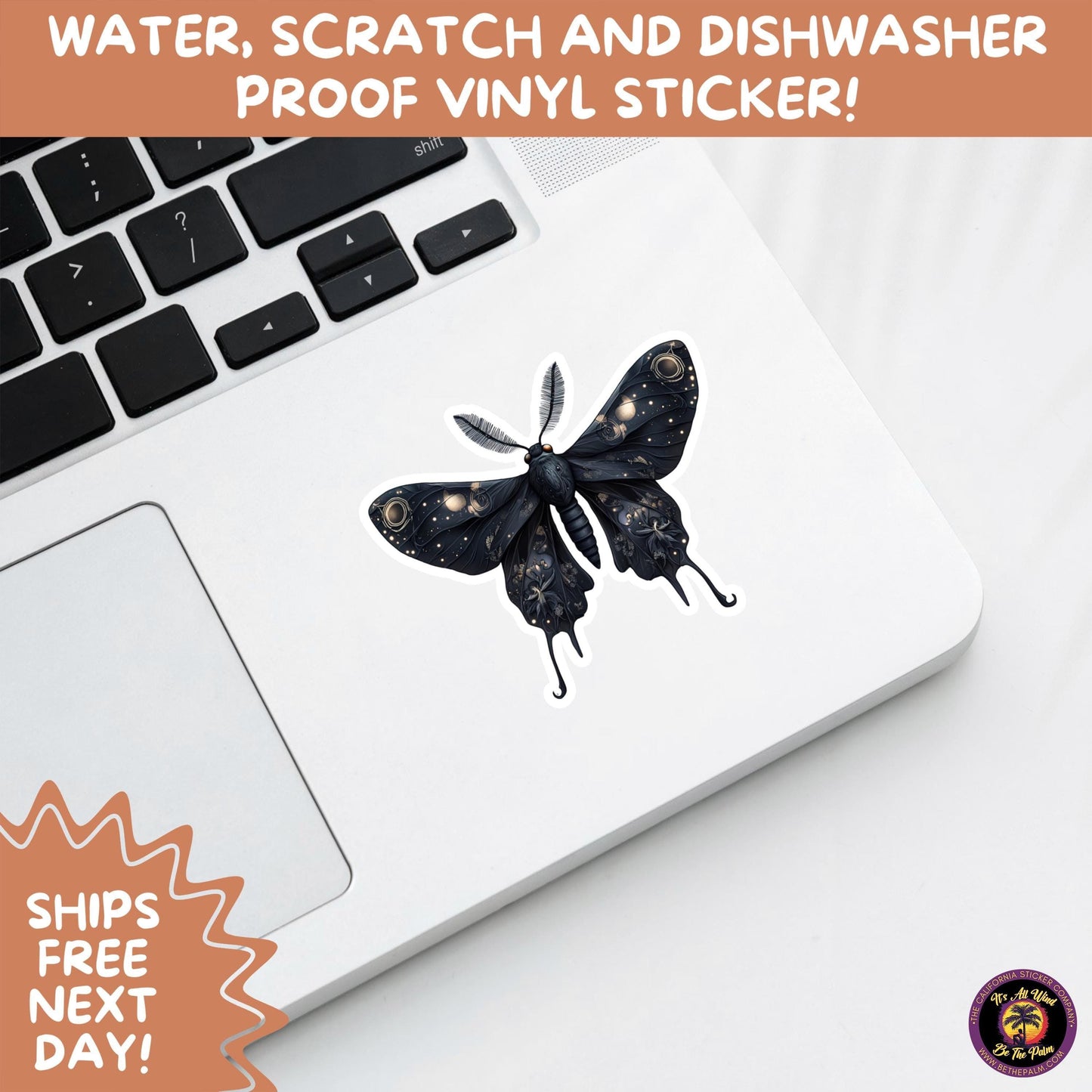 GOTH MOTH STICKERS | Gothic Insect Vinyl Stickers, Dark Aesthetic Stickers for Laptops Journals, Spooky Bug Stickers, Moth Witchy Decor