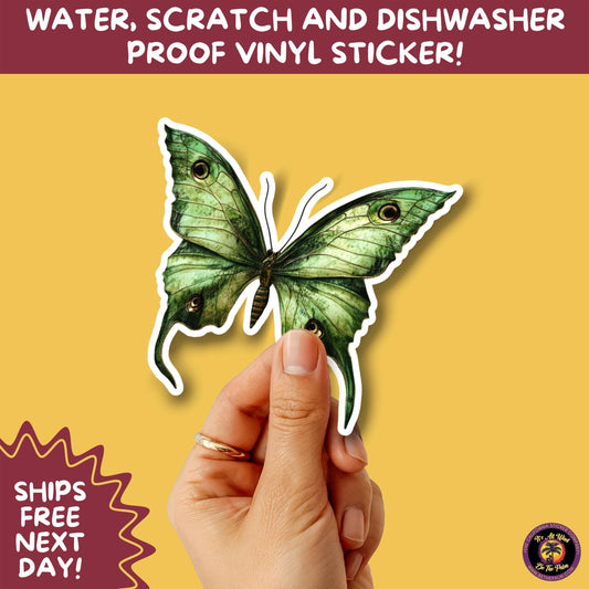 LUNA MOTH STICKERS | moth, sticker, luna moth, moon moth, cottage core, large moth, insect sticker, laptop sticker,