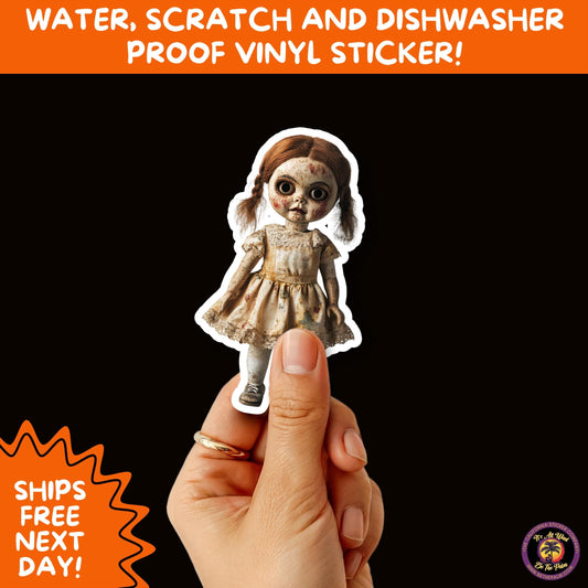 HORROR DOLL STICKERS Spooky Cute Creepy Girl Stickers – Perfect for Halloween, Scrapbooking, and Horror Aesthetic Fans