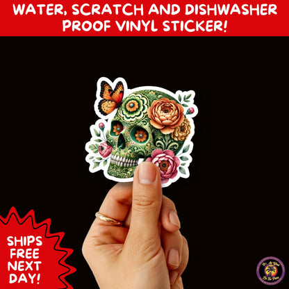 SUGAR SKULL STICKERS Day of the Dead Aesthetic Sticker Pack for Journals Laptops Water Bottles Halloween Decor and Spooky Season Gifts