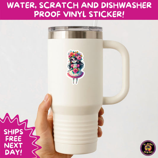 SUGAR SKULL STICKERS Day of the Dead Aesthetic Sticker Pack for Journals Laptops Water Bottles Halloween Decor and Spooky Season Gifts