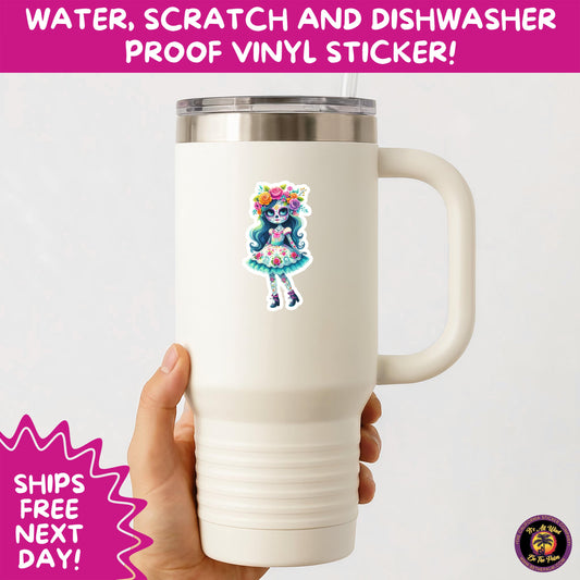SUGAR SKULL STICKERS Day of the Dead Aesthetic Sticker Pack for Journals Laptops Water Bottles Halloween Decor and Spooky Season Gifts