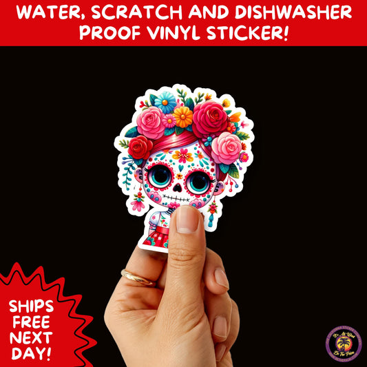 SUGAR SKULL STICKERS Day of the Dead Aesthetic Sticker Pack for Journals Laptops Water Bottles Halloween Decor and Spooky Season Gifts